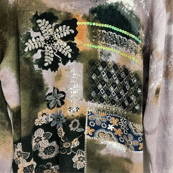 Pierri Women's Floral Pullover Soft Knit XL Multicolor Long Sleeve Casual Top - Picture 3 of 6